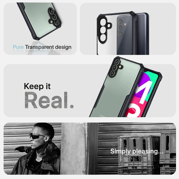 Mobielectro Camera Bump Protection | Slim Stylish 360 Protection Design |Crystal Clear | Shockproof Eagle Back Cover for Samsung M13 4G- Black