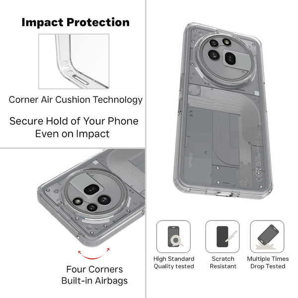 Mobielectro Clear Transparent Shockproof Scratch Resistant Protective Phone Case for Nothng Phone 3A Pro 5G
