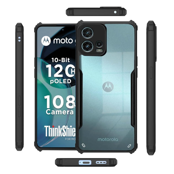 Mobielectro Camera Bump Protection | Slim Stylish 360 Protection Design |Crystal Clear | Shockproof Eagle Back Cover for Moto G72 5G - Black