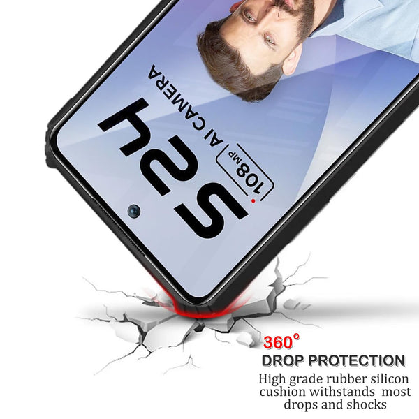 Mobielectro Camera Bump Protection | Slim Stylish 360 Protection Design |Crystal Clear | Shockproof Eagle Back Cover for Itel S24 - Black