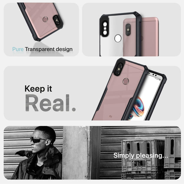 Mobielectro Camera Bump Protection | Slim Stylish 360 Protection Design |Crystal Clear | Shockproof Eagle Back Cover for RedMi Y2 - Black