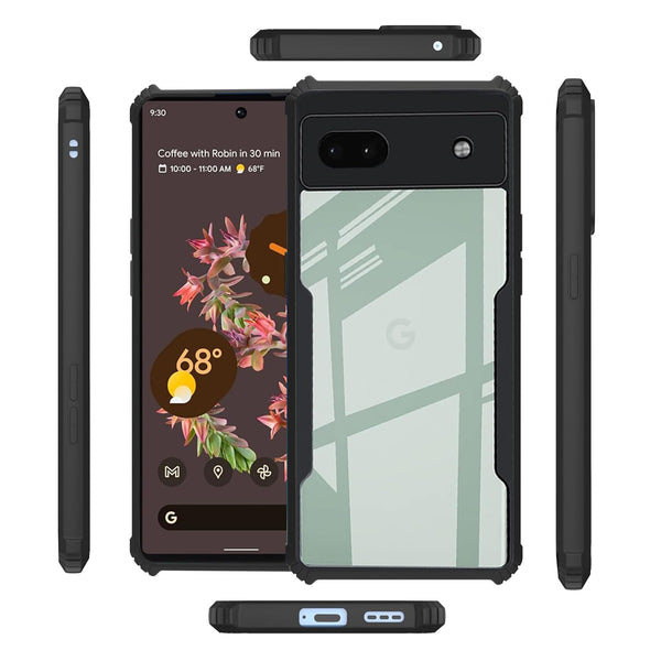 Mobielectro Camera Bump Protection | Slim Stylish 360 Protection Design |Crystal Clear | Shockproof Eagle Back Cover for Pixel 6 - Black