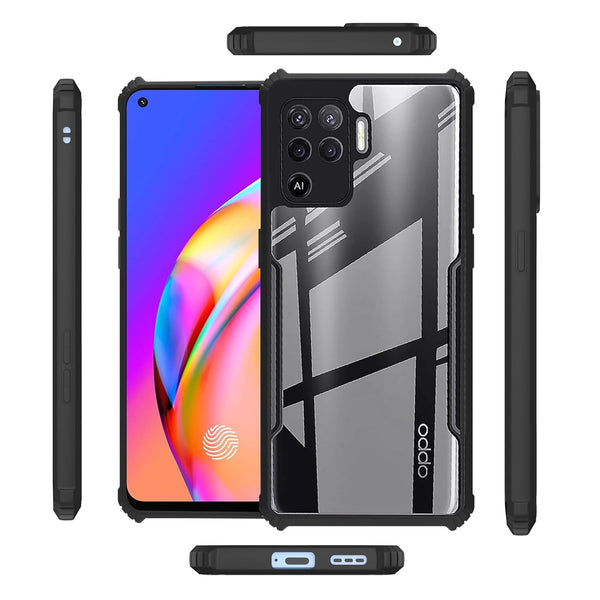 Mobielectro Camera Bump Protection | Slim Stylish 360 Protection Design |Crystal Clear | Shockproof Eagle Back Cover for Oppo F19 Pro- Black