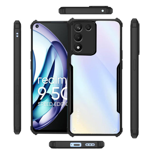 Mobielectro Camera Bump Protection | Slim Stylish 360 Protection Design |Crystal Clear | Shockproof Eagle Back Cover for Realme 9SE 5G - Black