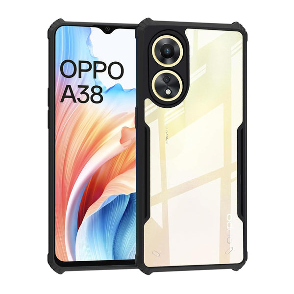 Mobielectro Camera Bump Protection | Slim Stylish 360 Protection Design |Crystal Clear | Shockproof Eagle Back Cover for Oppo A38 - Black