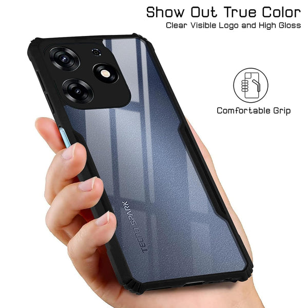Mobielectro Camera Bump Protection | Slim Stylish 360 Protection Design |Crystal Clear | Shockproof Eagle Back Cover for Tecno Spark 10 Pro- Black