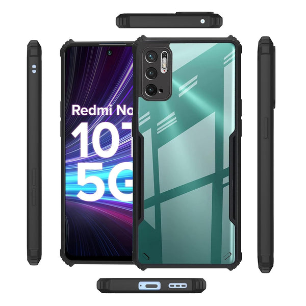 Mobielectro Camera Bump Protection | Slim Stylish 360 Protection Design |Crystal Clear | Shockproof Eagle Back Cover for RedMi Note 10T - Black