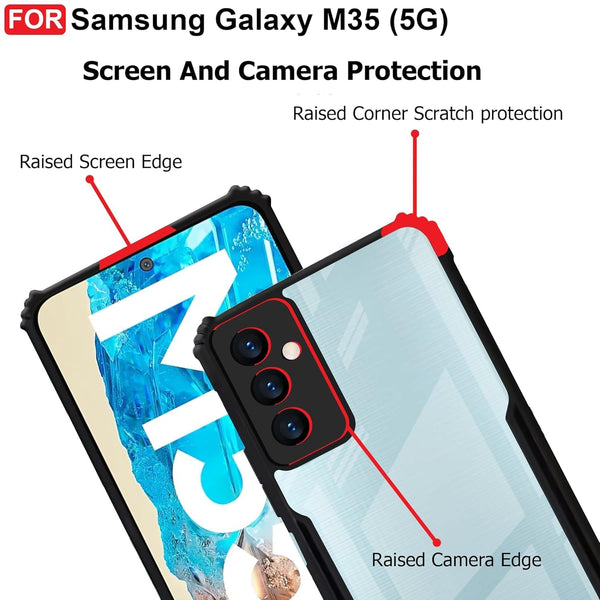 Mobielectro Camera Bump Protection | Slim Stylish 360 Protection Design |Crystal Clear | Shockproof Eagle Back Cover for Samsung M35 5G - Black