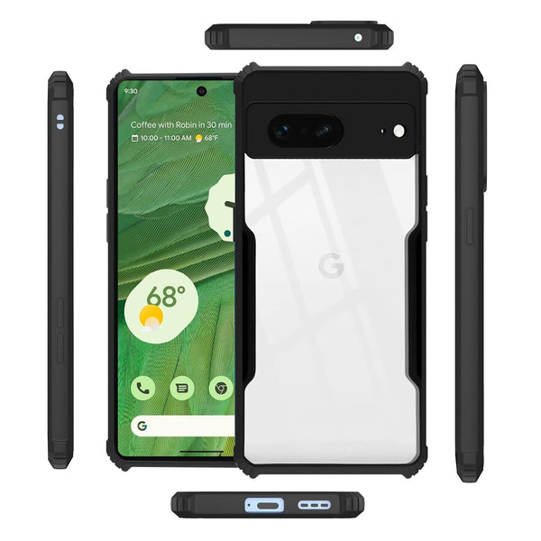 Mobielectro Camera Bump Protection | Slim Stylish 360 Protection Design |Crystal Clear | Shockproof Eagle Back Cover for Pixel 7 - Black