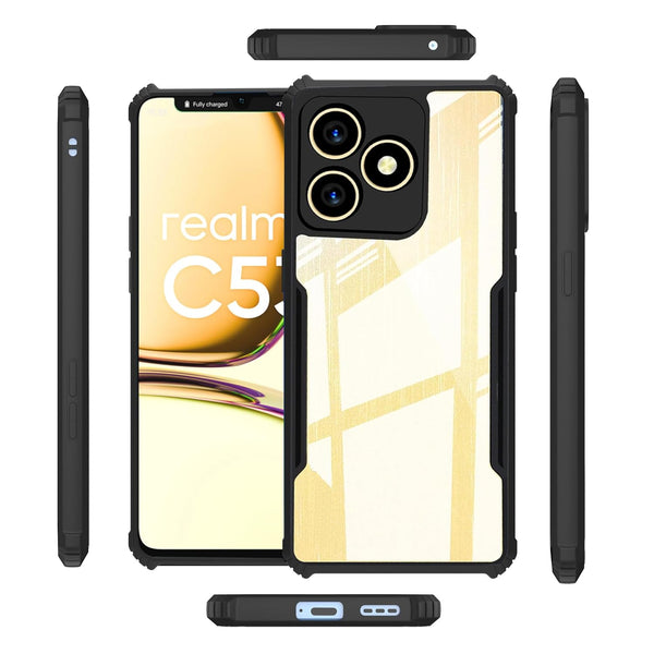 Mobielectro Camera Bump Protection | Slim Stylish 360 Protection Design |Crystal Clear | Shockproof Eagle Back Cover for Realme C53 | Narzo N53 - Black