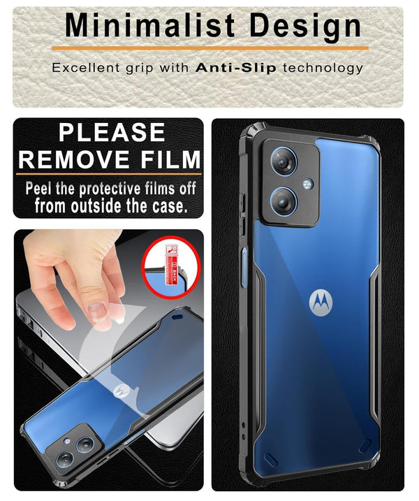 Mobielectro Camera Bump Protection | Slim Stylish 360 Protection Design |Crystal Clear | Shockproof Eagle Back Cover for Moto G64 - Black