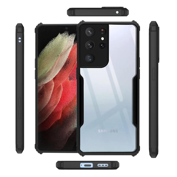 Mobielectro Camera Bump Protection | Slim Stylish 360 Protection Design |Crystal Clear | Shockproof Eagle Back Cover for Samsung S21 ULTRA- Black
