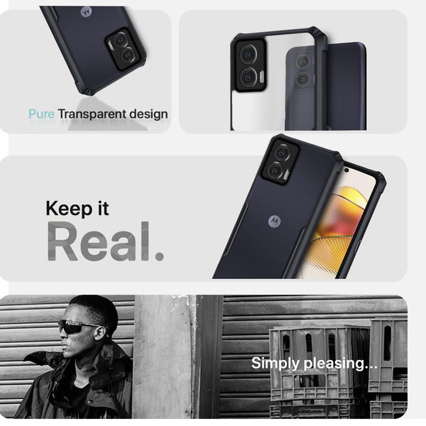 Mobielectro Camera Bump Protection | Slim Stylish 360 Protection Design |Crystal Clear | Shockproof Eagle Back Cover for Moto G73 5G - Black