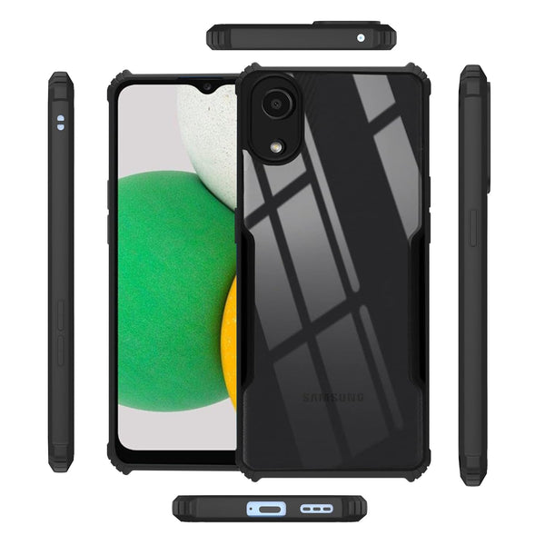Mobielectro Camera Bump Protection | Slim Stylish 360 Protection Design |Crystal Clear | Shockproof Eagle Back Cover for Samsung A03 CORE- Black