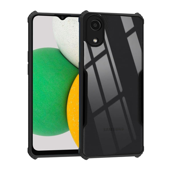 Mobielectro Camera Bump Protection | Slim Stylish 360 Protection Design |Crystal Clear | Shockproof Eagle Back Cover for Samsung A03 CORE- Black
