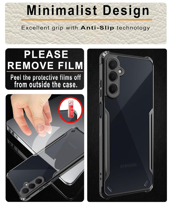Mobielectro Camera Bump Protection | Slim Stylish 360 Protection Design |Crystal Clear | Shockproof Eagle Back Cover for Samsung A35 5G - Black