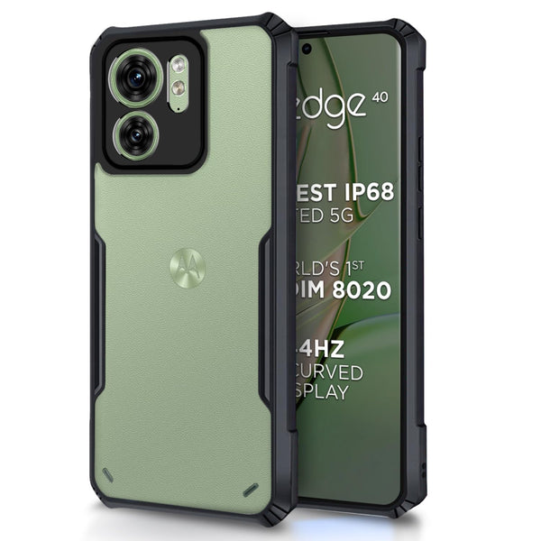 Mobielectro Camera Bump Protection | Slim Stylish 360 Protection Design |Crystal Clear | Shockproof Eagle Back Cover for Moto Edge 40 - Black