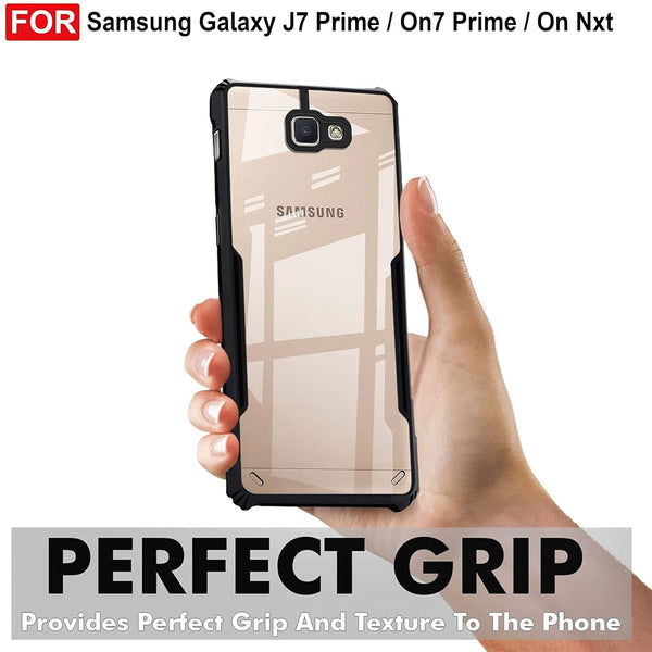 Mobielectro Camera Bump Protection | Slim Stylish 360 Protection Design |Crystal Clear | Shockproof Eagle Back Cover for Samsung J7 PRIME- Black