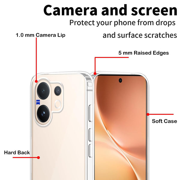 Mobielectro Clear Transparent Shockproof Scratch Resistant Protective Phone Case for Vivo V60 5G
