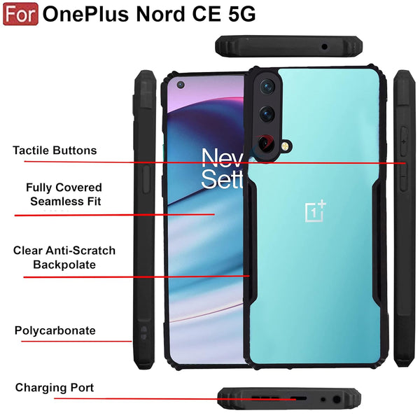 Mobielectro Camera Bump Protection | Slim Stylish 360 Protection Design |Crystal Clear | Shockproof Eagle Back Cover for OnePlus Nord CE- Black