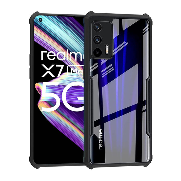 Mobielectro Camera Bump Protection | Slim Stylish 360 Protection Design |Crystal Clear | Shockproof Eagle Back Cover for Realme X7 Max- Black