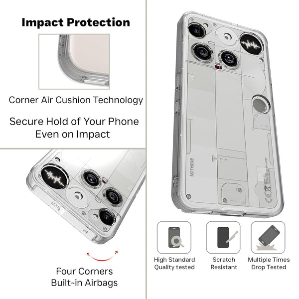Mobielectro Clear Transparent Shockproof Scratch Resistant Protective Phone Case for Nothing Phone 3