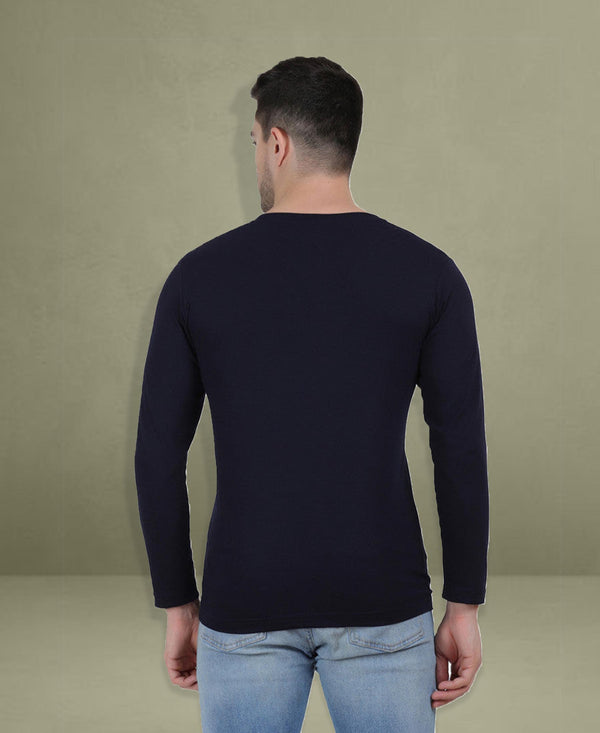 HiFlyers Men Navy Regular Fit Printed Round Neck T-Shirt