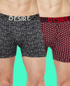 T.T. Mens Desire Printed Long Top Elastic TrunkPack Of 2 Anthra-Maroon