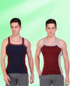 T.T. Men DesignerGym Vest Pack Of 2 Maroon-Grey -Navy-Maroon