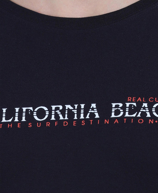 HiFlyers Men Navy Regular Fit Printed Round Neck T-Shirt