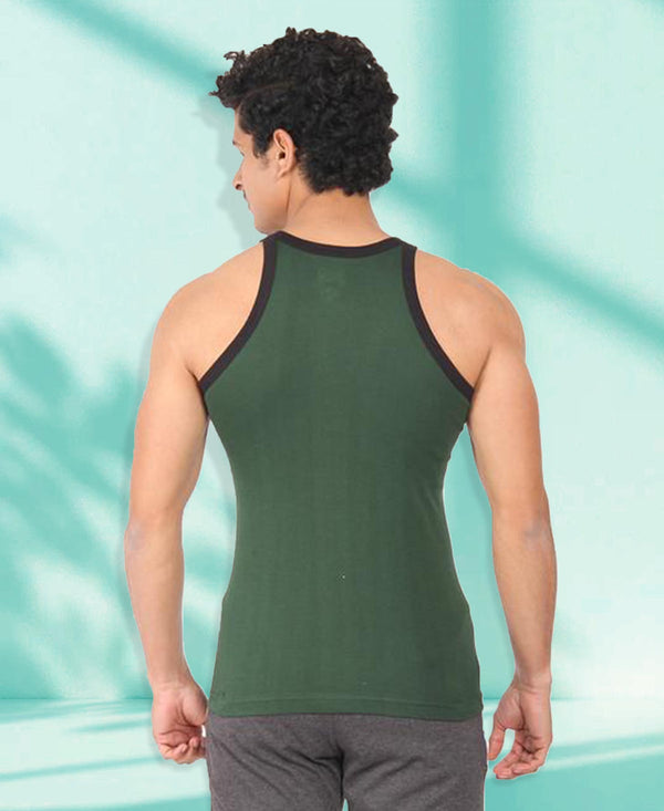 T.T. Men Solid Pack Of 3 Gym VestBlack-Red-Olive