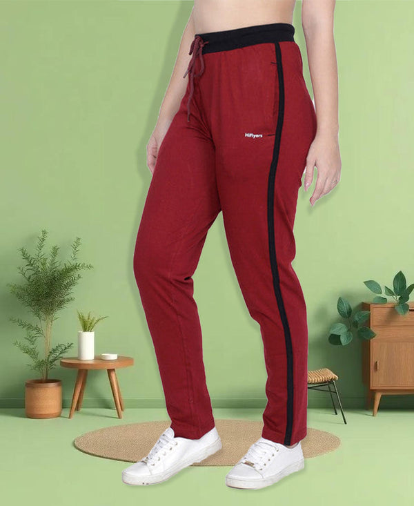 HiFlyers Women Comfort Fit Solid Cotton Trackpant Pack Of 5