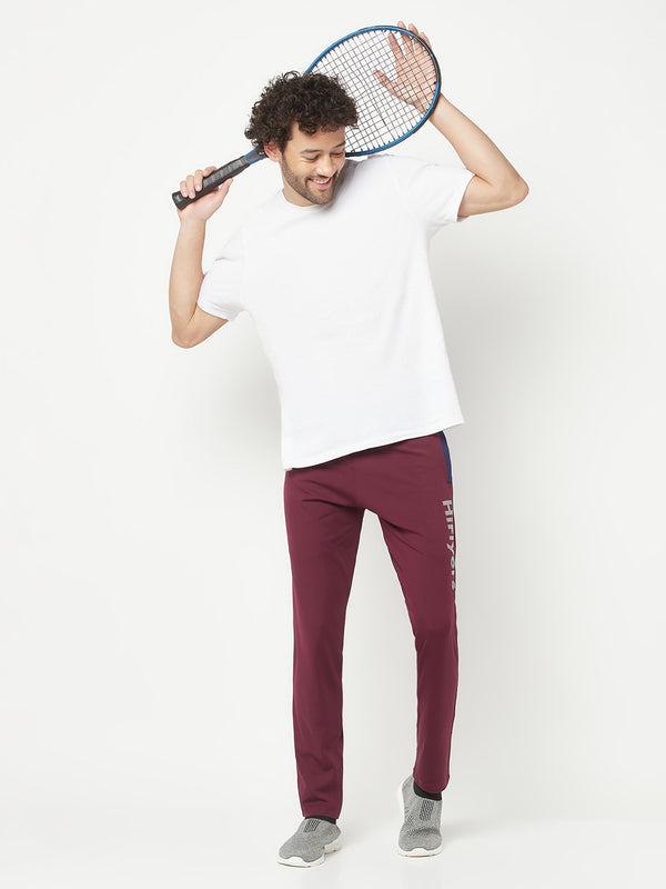 HiFlyers Mens Wine Regular Fit Cut & Sew Sports Trackpant( 4 Way Strachable)