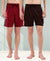 T.T. Men Regular Fit Poly Jersey Cut And Sew Bermuda Short Pack Of 2-Brown-Maroon