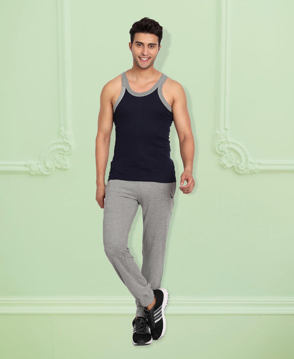 T.T. Men Titanic Pure Cotton Navy Gym Vest