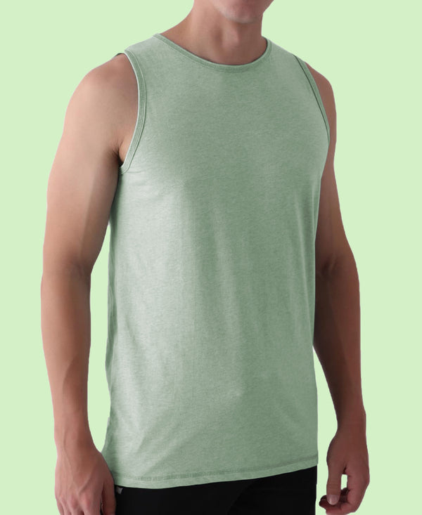 T.T. Men’S Cotton Vest|Premium Melange Cotton|Regular Fit|Soft, Breathable, Fade-Resistant | Anti-Bacterial & Lightweight | Ideal For Gym/Sports Activities|Pack Of 2|Blue::Green