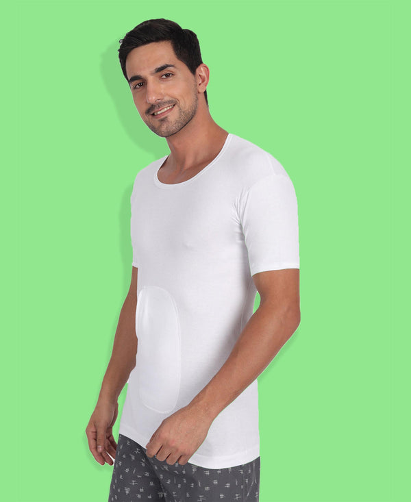 T.T. Men Interlock Half Sleeve Vest With Pocket Pack Of 2 White