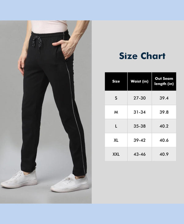 T.T. Men|Cotton Trackpant With Zipper Pocket|Regular Fit|Elastic Waist With Drawstring, Ultra Soft Stretch Fabric – Gym, Sports & Casual Wear With Side Piping||Blue