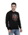 Hiflyers Men|Regular Fit|Chest Printed Cotton Fleece|Soft Stylish Casual Winter Wear Sweatshirt|Black-P1