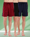 T.T. Men Regular Fit Poly Jersey Cut And Sew Bermuda Short Pack Of 3-Black-Maroon-Navy