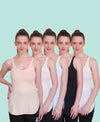 T.T. Women Long Slips Pack Of 5 (Blue, Peach, Pink, Black, Cream)