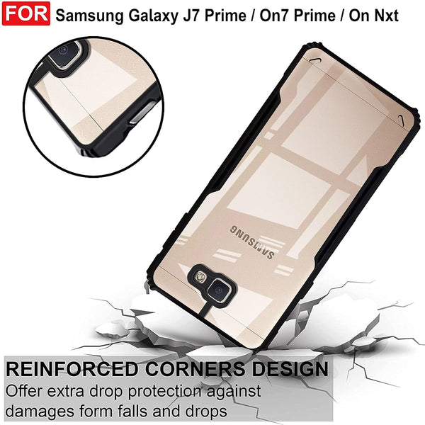 Mobielectro Camera Bump Protection | Slim Stylish 360 Protection Design |Crystal Clear | Shockproof Eagle Back Cover for Samsung J7 PRIME- Black