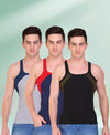T.T. Men DesignerGym Vest Pack Of 3 Black-Olive -Blue-Red-Grey-Blue