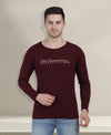 HiFlyers Men Burgundy Regular Fit Printed Round Neck T-Shirt