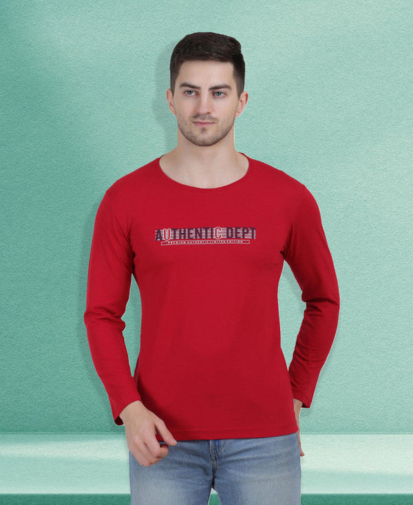 HiFlyers Men Red Regular Fit Printed Round Neck T-Shirt