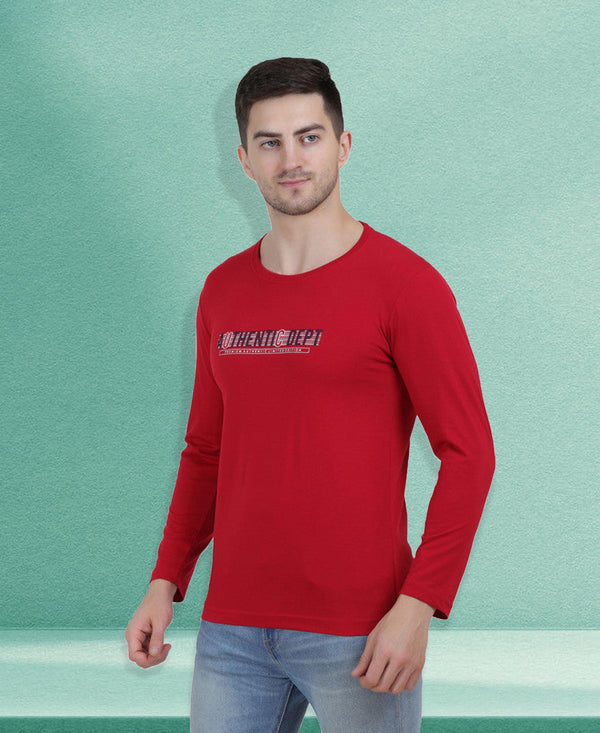 HiFlyers Men Red Regular Fit Printed Round Neck T-Shirt