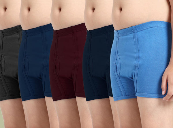 T.T. Boys |Regular Fit|Breathable & Soft Innerwear|Front Open Kids Trunks| Pure Cotton |Jazz Fine Long Inner Elastic Trunks|Boys Trunks Pack Of 5-Assorted