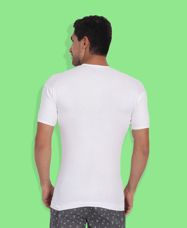 T.T. Men Interlock Half Sleeve Vest With Pocket Pack Of 2 White