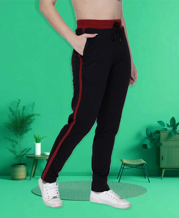 HiFlyers Women Comfort Fit Solid Cotton Trackpant Black
