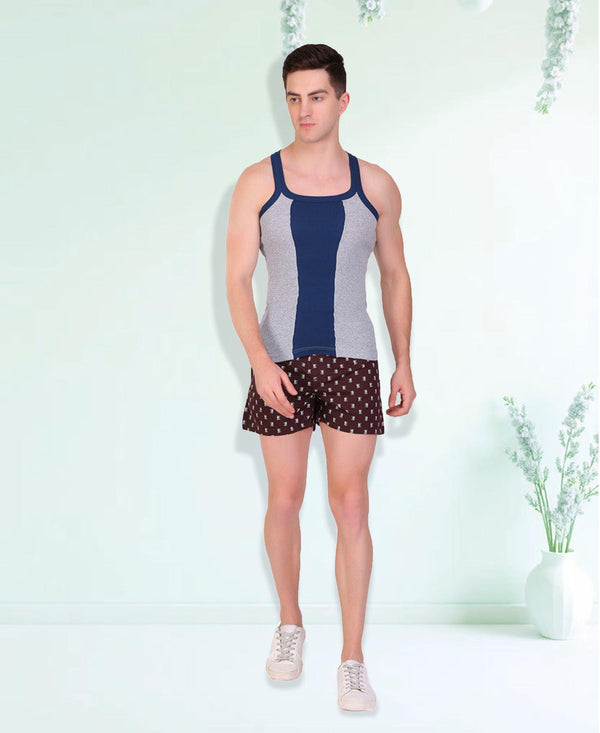 T.T. Men DesignerGym Vest Pack Of 2 Black-Olive -Grey-Blue